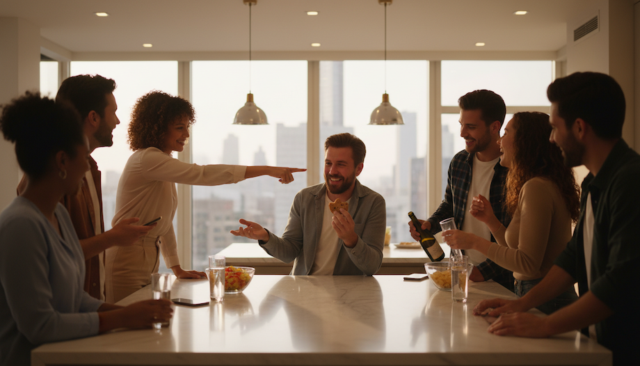 Friends playing the On Your Mark social mission game in real life